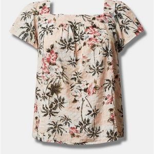 Torrid Clip Jacquard Square Neck Flutter Sleeve Top